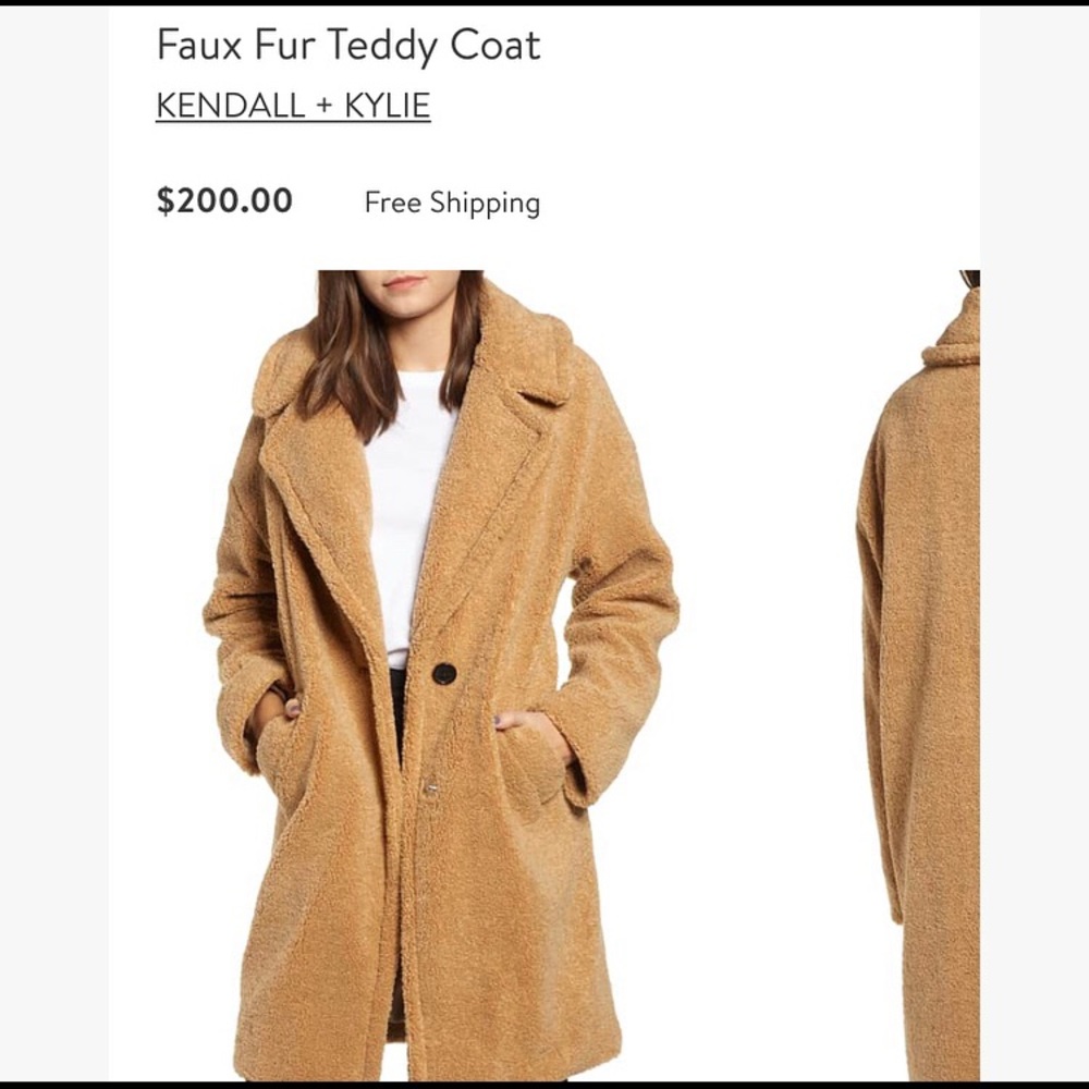 Kendall + Kylie Faux Fur Teddy Coat